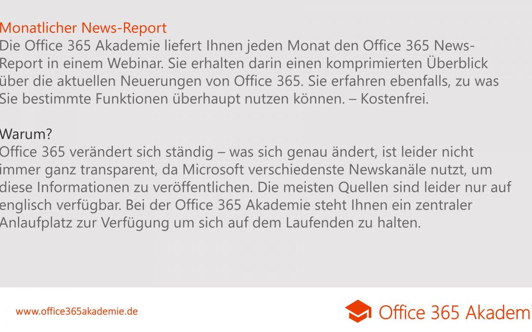 Monatliche News: Ab 20.9.2017 gehts los!