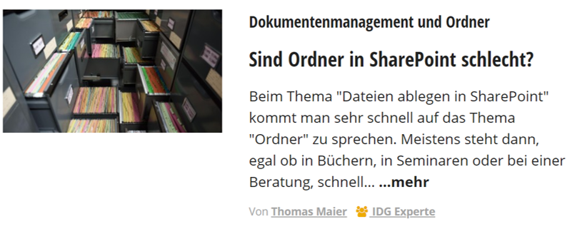 Computerwoche – Sind Ordner in SharePoint schlecht?