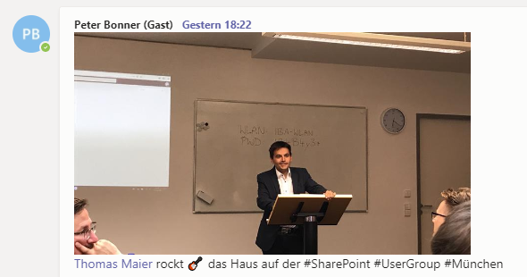 Teams – Deep Dive Collaboration Vortrag auf SharePoint User Group Treffen